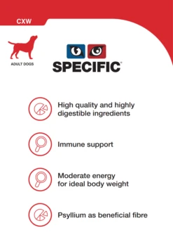 Dechra SPECIFIC CXW Adult All Breeds Wet Dog Food - 6 X 300g -Cat Mania Shop Dechra Canine Specific Cxw 6pk Dog Food 300G vetshop 3