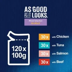 Felix As Good As It Looks Adult Wet Cat Food Pouches Beef, Salmon, Tuna & Chicken - 120 X 100g -Cat Mania Shop Felix As Good As It Looks Adult Wet Cat Food Pouches Beef Salmon Tuna Chicken 120 x 100g vetshop 3
