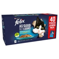 Felix As Good As It Looks Ocean Feasts In Jelly Wet Cat Food Pouches - 40 X 100g -Cat Mania Shop Felix As Good As It Looks Ocean Feast Pouches 40 Pack 100g vetshop 6