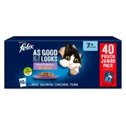 Felix As Good As It Looks Senior Mixed Selection In Jelly Wet Cat Food Pouches - 40 X 100g