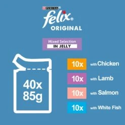 Felix Mixed Selection In Jelly Wet Cat Food Pouches - 40 X 100g -Cat Mania Shop Felix Pouch Mixed Selection Cat Food 40 Pack 100g vetshop 5