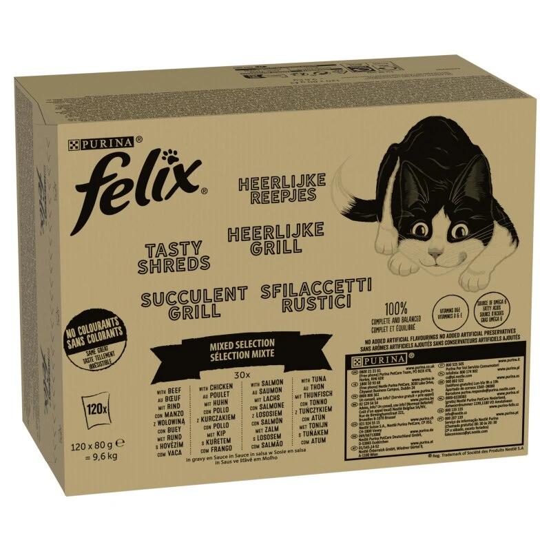 Felix Tasty Shreds Succulent Grill Mixed Selection Wet Cat Food - 120 X 80g 4 Felix Tasty Shreds Succulent Grill Mixed Selection Wet Cat Food - 120 X 80g - Image 2