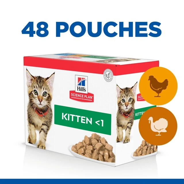 Hills Hill's Science Plan Kitten Wet Multipack Chicken & Turkey Flavour - 48x85g 3 Hills Hill's Science Plan Kitten Wet Multipack Chicken & Turkey Flavour - 48x85g