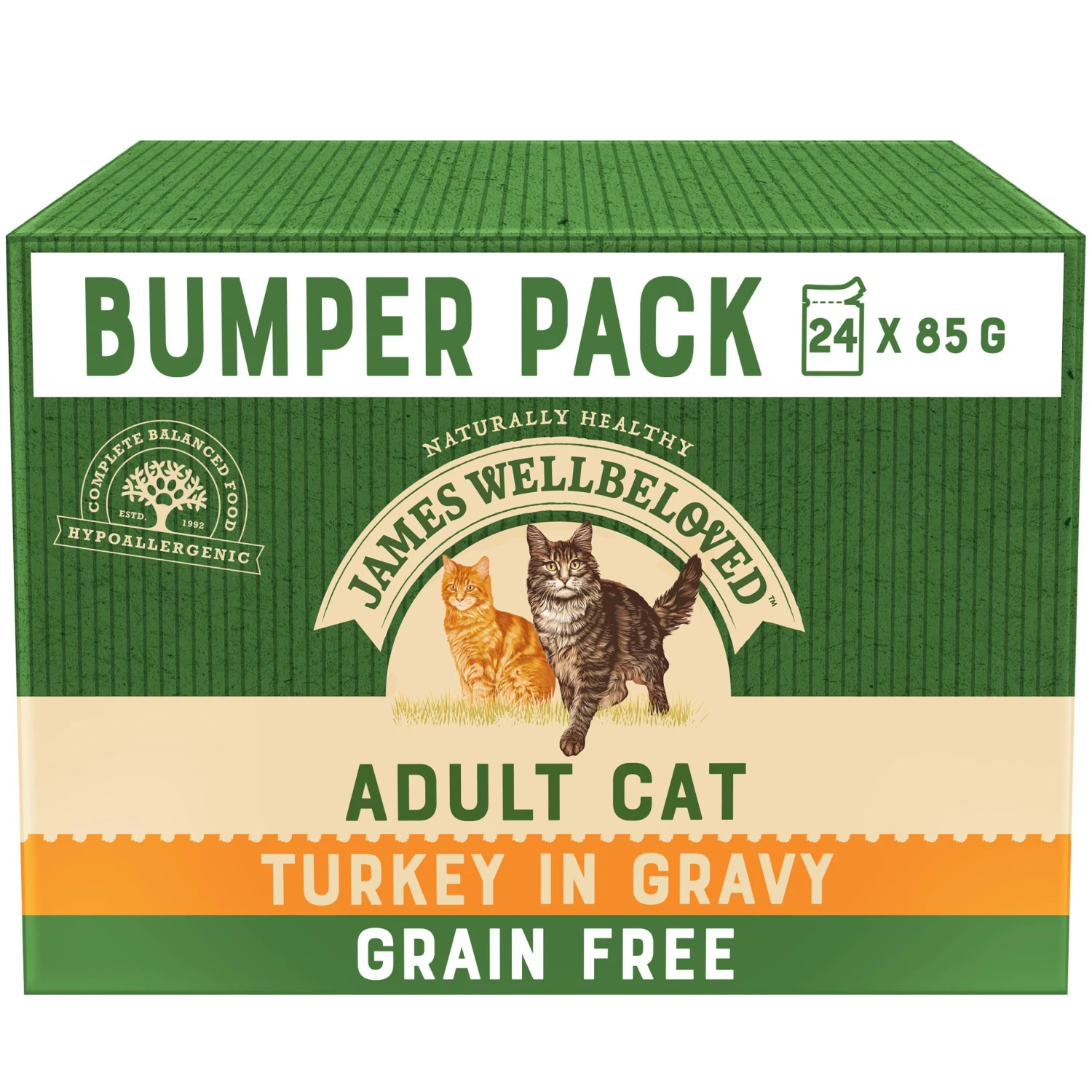 James Wellbeloved Adult Grain Free Turkey In Gravy Wet Cat Food Pouches - 24 X 85g 3 James Wellbeloved Adult Grain Free Turkey In Gravy Wet Cat Food Pouches - 24 X 85g