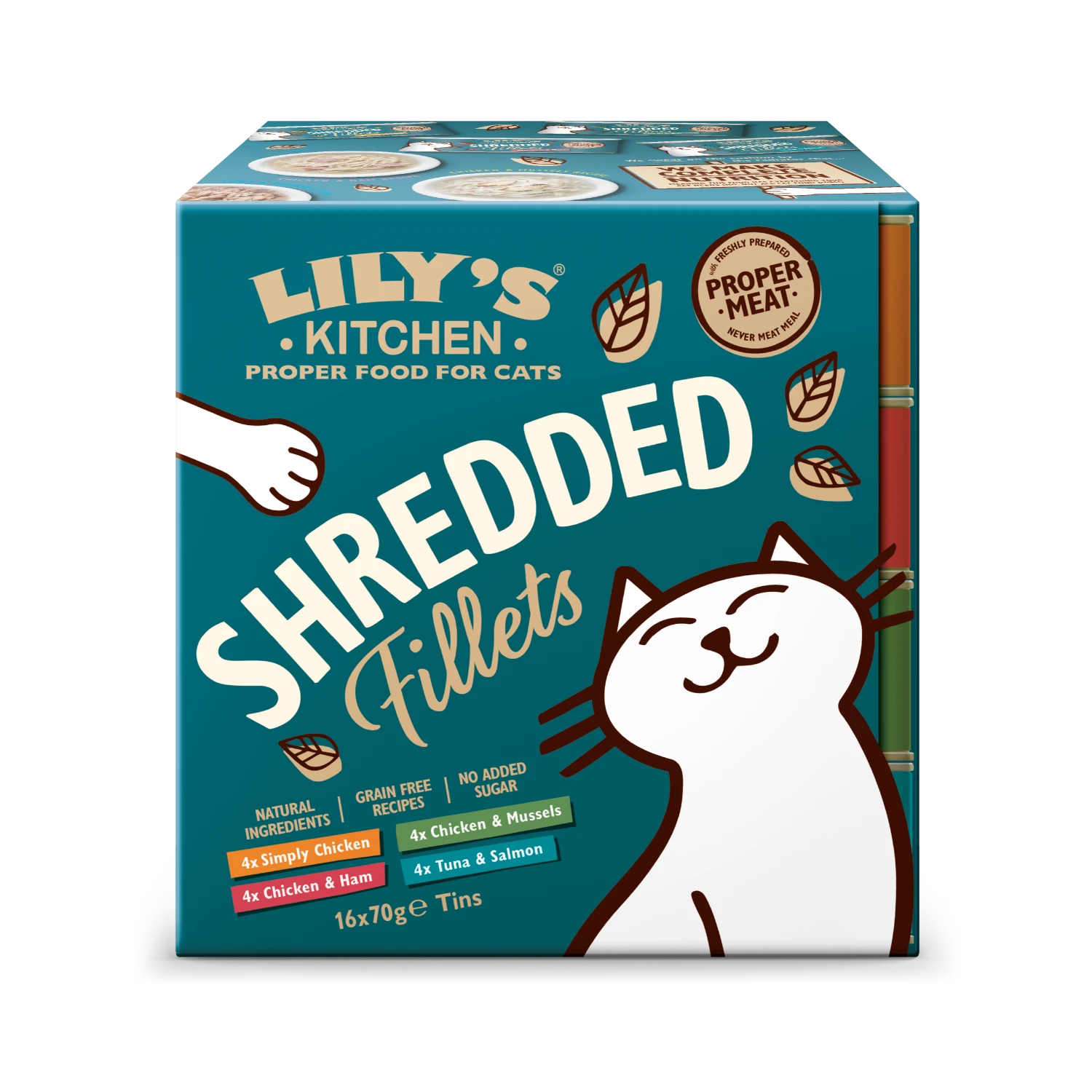 Lily's Kitchen Shredded Fillet Multipack Wet Cat Food Tins - 16 X 70g 3 Lily's Kitchen Shredded Fillet Multipack Wet Cat Food Tins - 16 X 70g