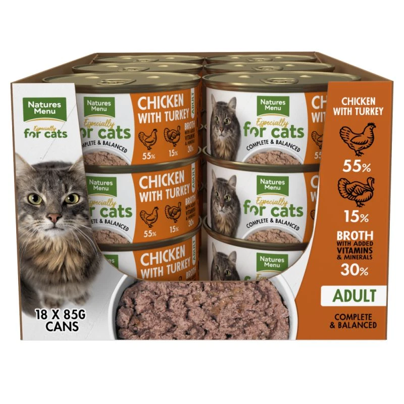 Natures Menu Especially For Cats Chicken & Turkey Wet Cat Food Cans - 18 X 85g 4 Natures Menu Especially For Cats Chicken & Turkey Wet Cat Food Cans - 18 X 85g - Image 2