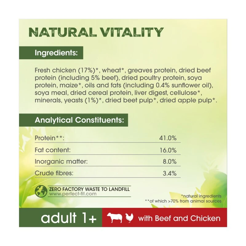 Perfect Fit Adult 1+ Natural Vitality Dry Beef & Chicken Cat Food - 2.4kg 7 Perfect Fit Adult 1+ Natural Vitality Dry Beef & Chicken Cat Food - 2.4kg - Image 5