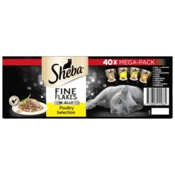 Sheba Fine Flakes Poultry Selection In Jelly Wet Cat Food Pouches - 40 X 85g -Cat Mania Shop Sheba Fine Flakes Poultry Cat Pouches in Jelly 40 x 85g vetshop 98
