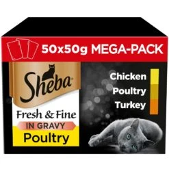 Sheba Fresh & Fine Poultry Collection In Gravy Wet Cat Food Pouches - 50 X 50g