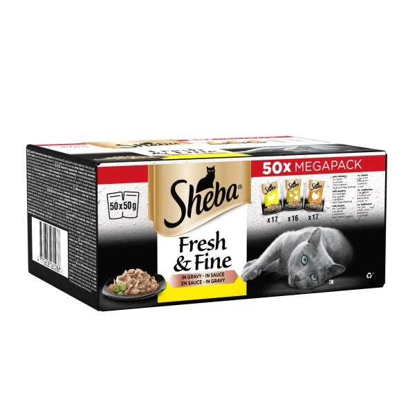 Sheba Fresh & Fine Poultry Collection In Gravy Wet Cat Food Pouches - 50 X 50g 4 Sheba Fresh & Fine Poultry Collection In Gravy Wet Cat Food Pouches - 50 X 50g - Image 2