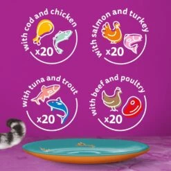 WHISKAS 1+ Duo Surf And Turf Adult Wet Cat Food In Jelly Pouches - 80 X 85g -Cat Mania Shop WHISKAS 1 Cat Pouches Duo Surf Turf in Jelly Giant Pack 80x85g vetshop 7