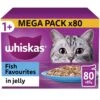 WHISKAS 1+ Fish Favourites Adult Wet Cat Food In Jelly Pouches - 80 X 85g 1 WHISKAS 1+ Fish Favourites Adult Wet Cat Food In Jelly Pouches - 80 X 85g -Cat Mania Shop WHISKAS 1 Cat Pouches Fish Selection in Jelly Multi Pack 80x85g vetshop 1