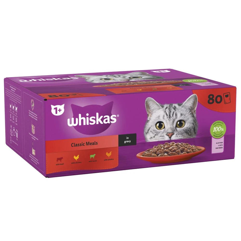 WHISKAS 1+ Meaty Meals Adult Wet Cat Food In Gravy Pouches - 80 X 85g 5 WHISKAS 1+ Meaty Meals Adult Wet Cat Food In Gravy Pouches - 80 X 85g - Image 3