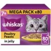 WHISKAS 7+ Poultry Feasts Senior Wet Cat Food Pouches In Jelly - 80 X 85g