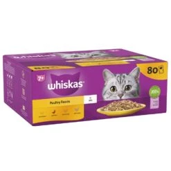 WHISKAS 7+ Poultry Feasts Senior Wet Cat Food Pouches In Jelly - 80 X 85g -Cat Mania Shop WHISKAS 7 Cat Pouches Poultry Selection in Jelly Giant Pack 80x85g vetshop 3
